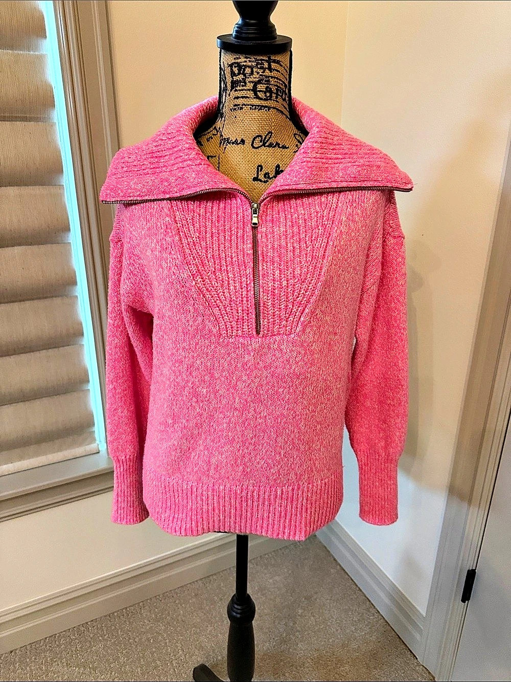 LOFT Pink Half-Zip Sweater Size XS NWT
